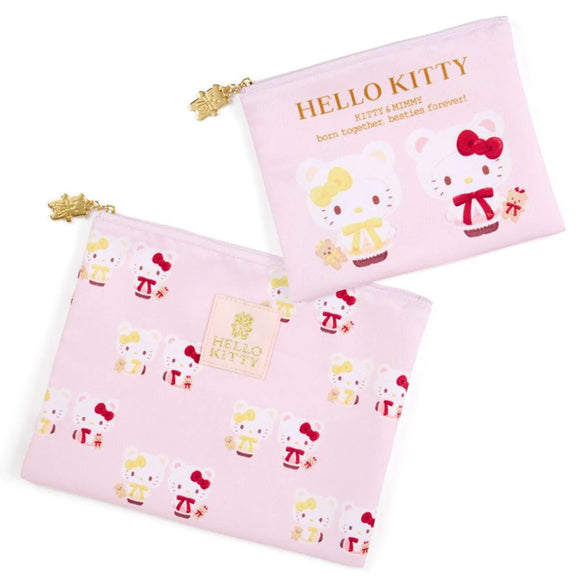 Hello Kitty & Mimmy Flat Pouch Set Birthday Bear Cape Series by Sanrio