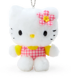 Hello Kitty Mascot Plush Keychain Houndstooth Flower/ Kaohana Series by Sanrio