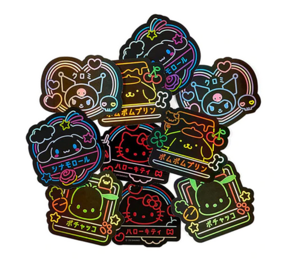 Mix Sanrio Characters Sticker Pack Vivid Neon Series by Sanrio