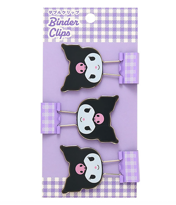 Kuromi Binder Clip Set Gingham Stationery Series