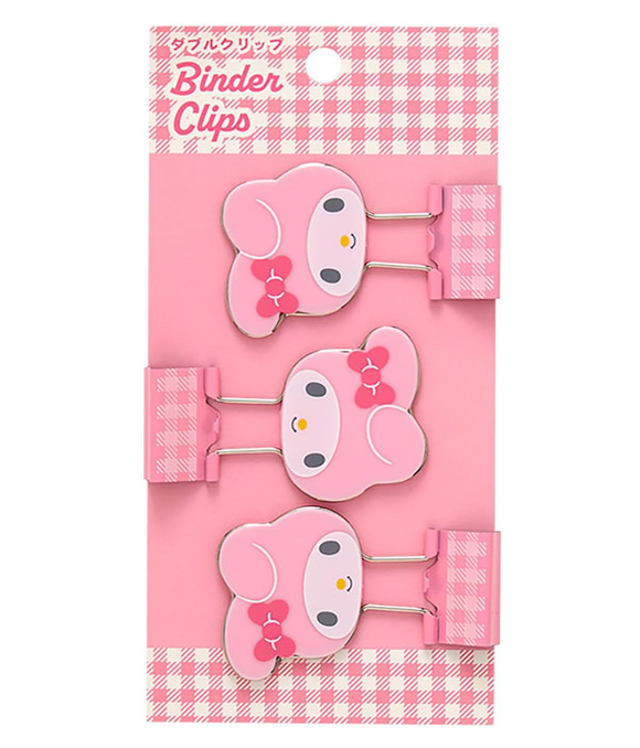 My Melody Binder Clip Set Gingham Stationery Series