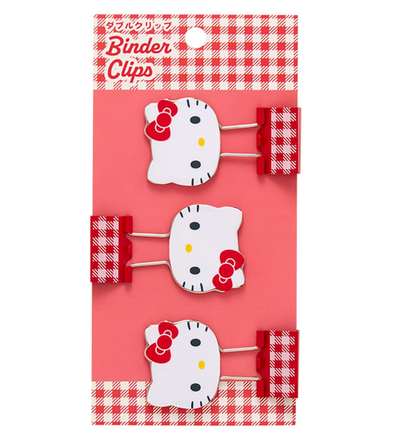 Hello Kitty Binder Clip Set Gingham Stationery Series 