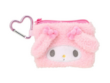 My Melody Mini Pouch Pocket Face Series.Pink fluffy , heart-shaped carabiner 